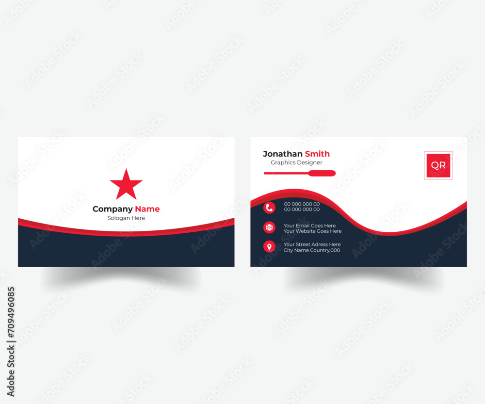 Modern red and black business card design, Ready to print best business visiting card, Creative modern professional business card vector design, Abstract business card template