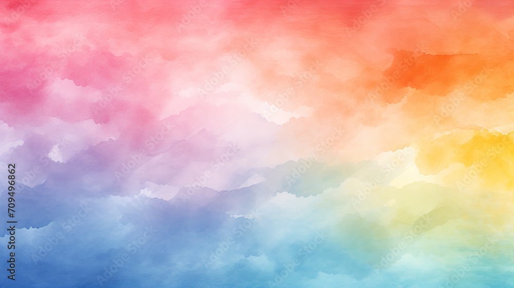 Rainbow watercolor brush gradual texture background on top