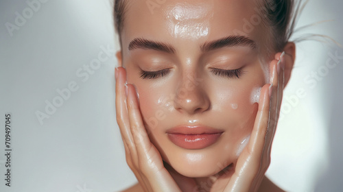 portrait of woman, skincare and beauty cosmetics.