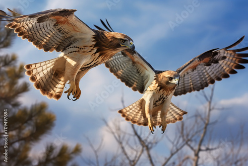 Red-tailed buzzard, Chicken Hawk, Mouse Hawk, Hen Hawk, Red-tail flying