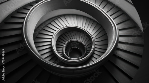  a black and white photo of a spiral of a jet engine  taken from the top of the jet engine.