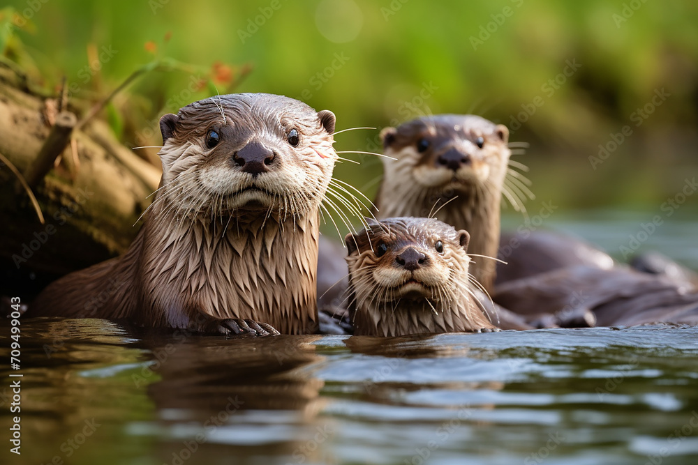 otter in the river otter in the river