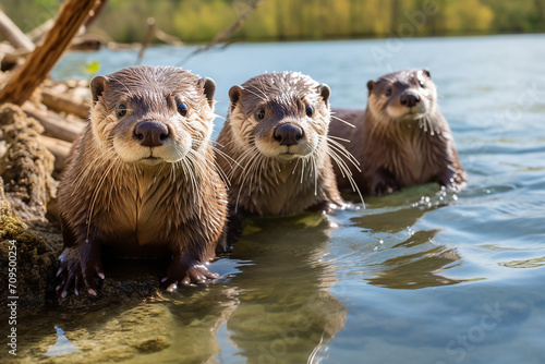 otter in the river © Jacek