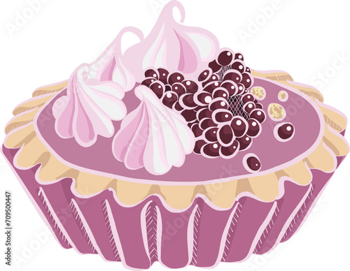 Blueberry custard tart SVG vector graphic, Printable graphics food illustration