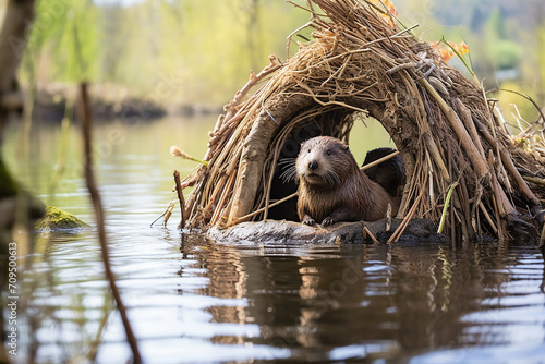 otter in the river