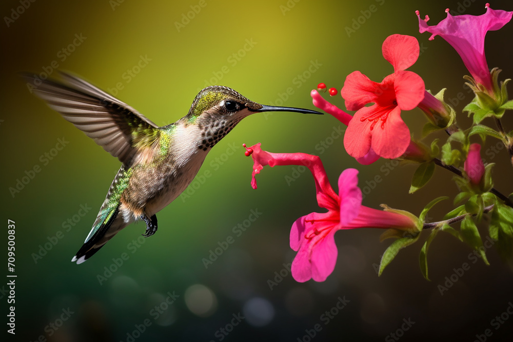 Naklejka premium hummingbird and flower