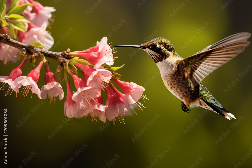 Fototapeta premium hummingbird and flower