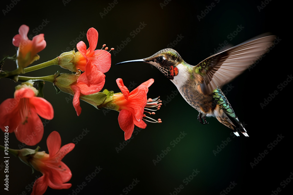 Fototapeta premium hummingbird and flower