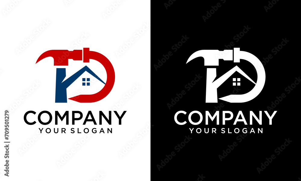 Creative Combines house and the letter D, abstract houses illustration in vector format Creative Combines house and the letter D, abstract houses illustration in vector format