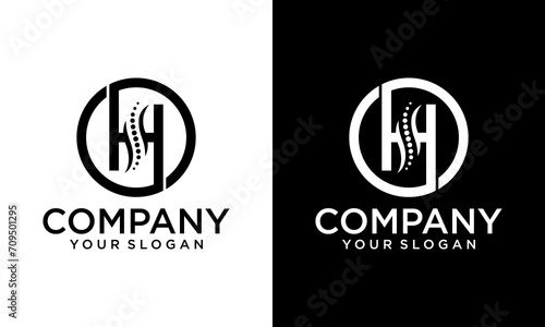 Creative h circle logo letters with spine vector icon design