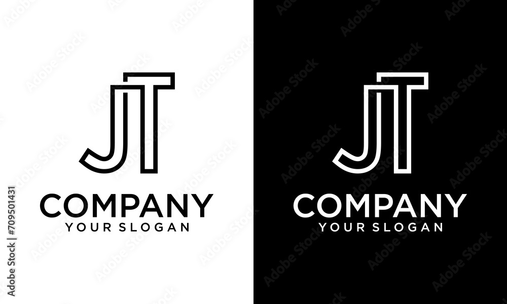 Creative J and T, initials or logo for personal and corporate identity. JT - monogram or logotype. Vector design element or icon with green dot. Creative J and T, initials or logo for personal and corporate identity. JT - monogram or logotype. Vector design element or icon with green dot.