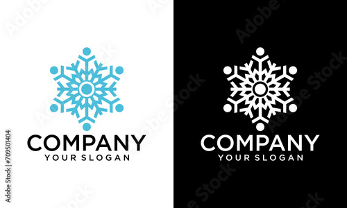 Creative human Snow logo and icon design vector. Community logo design.