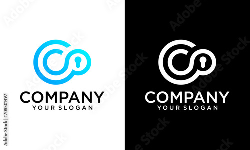 Creative Security Logo, keyhole with digital style triple c combination, usable for brand and company logo, vector illustration