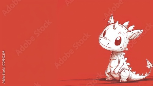  a drawing of a baby dragon sitting on the ground with it's mouth open and it's tongue out.