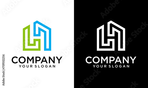 Creative Vector logo of a modern home with the initials "LH"