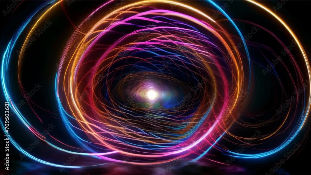 A sphere glowing with multiple intertwined colors in the darkness.
A sphere glowing with multiple intertwined colors in the darkness.