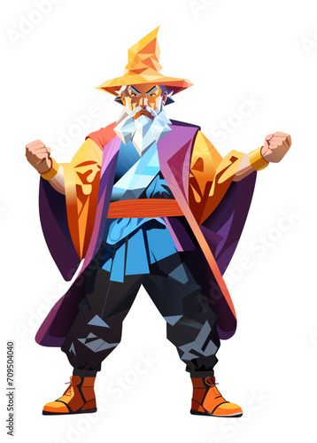Vector image of full body portrait of an angry wizard