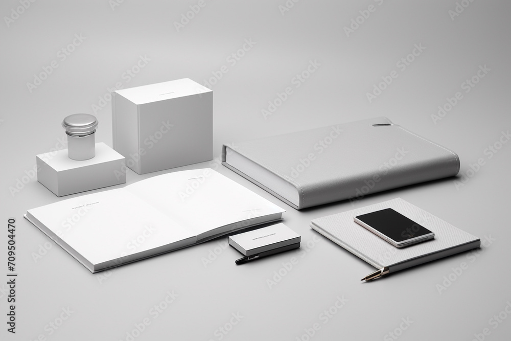 Blank Stationery Set Mockup created with Generative AI Blank Stationery Set Mockup created with Generative AI