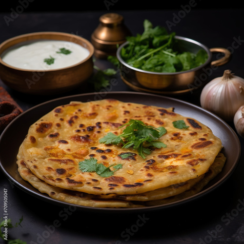 Aloo Paratha with Curd, a North Indian breakfast