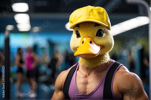 Duck gym coach smooth muscle body photo