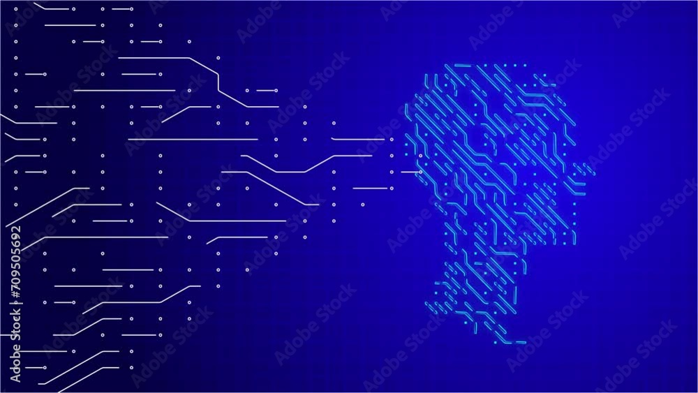 circuit board with human brain ai technology background animation Stock ...