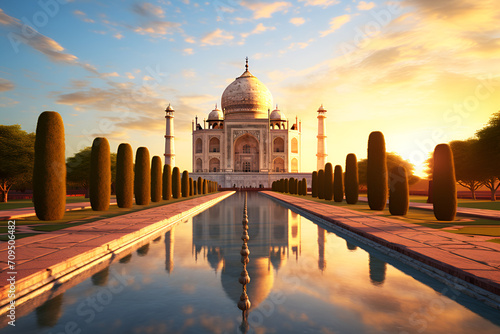 Golden Sunset Behind the Taj Mahal