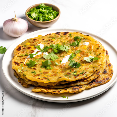 Aloo Paratha with Curd, a North Indian breakfast