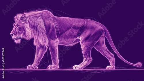  a purple picture of a lion on a purple background with lines in the shape of a lion on a purple background with lines in the shape of a lion.