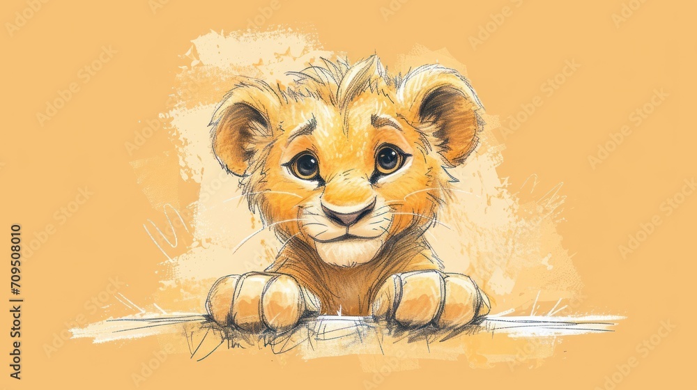 a drawing of a lion cub sitting on top of a piece of paper with his paws resting on the edge of a piece of paper. a drawing of a lion cub sitting on top of a piece of paper with his paws resting on the edge of a piece of paper.
