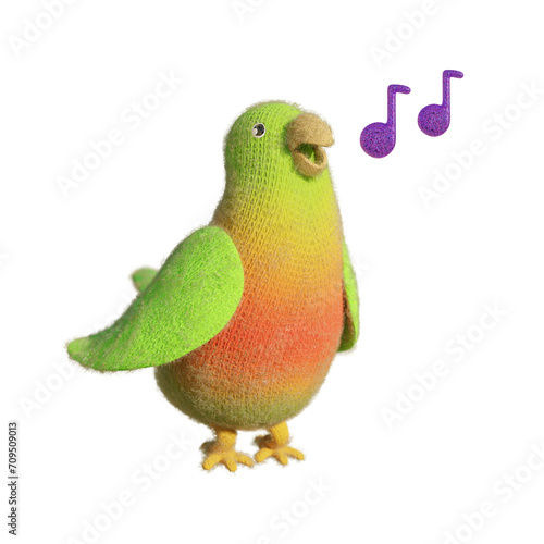 Cotorro de lana verde cantando