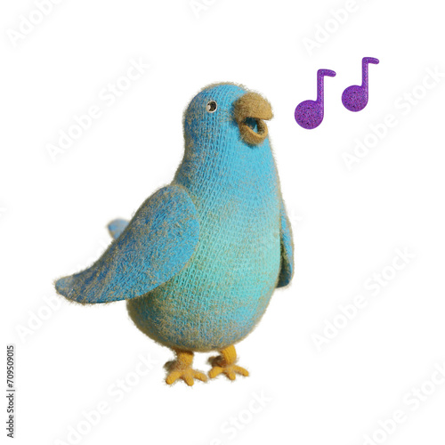 Cotorro de lana azul cantando 