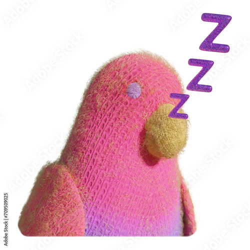 Cotorro de lana rosa durmiendo