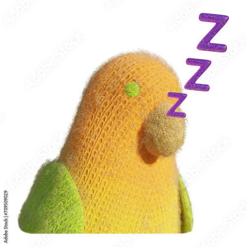 Cotorro de lana naranja durmiendo 