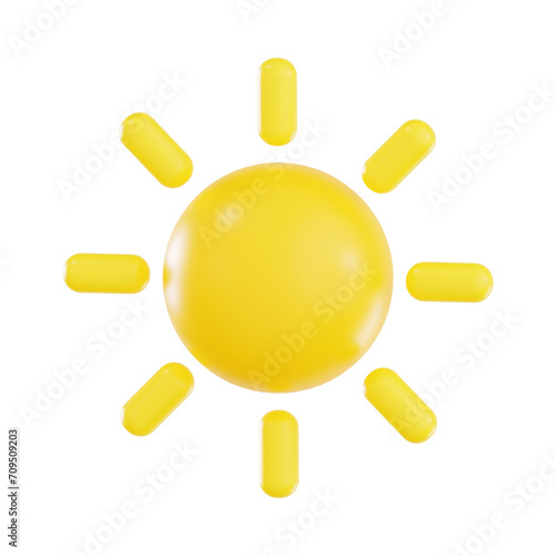 3d sun, 3d render icon illustration, transparent background, weather