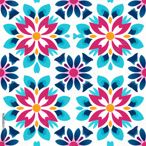 Seamless pattern : Vibrant Floral Pattern on White 