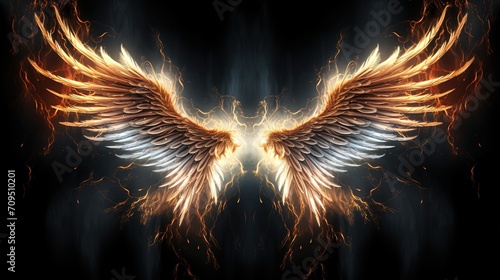 background for writing in the form of lightning with angel wings, for t-shirts, Generate AI.