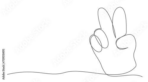 Victory One line drawing isolated on white background