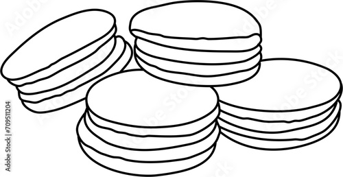 Four Macaroons Outline Vector Illustration