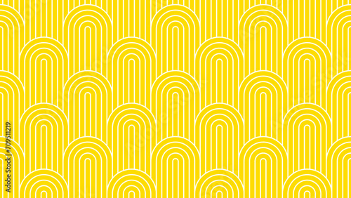Yellow summer background pattern line stripe circle wave zigzag seamless abstract vector design. Summer Background.