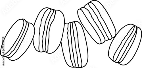 Five Macaroons Outline Vector Illustration