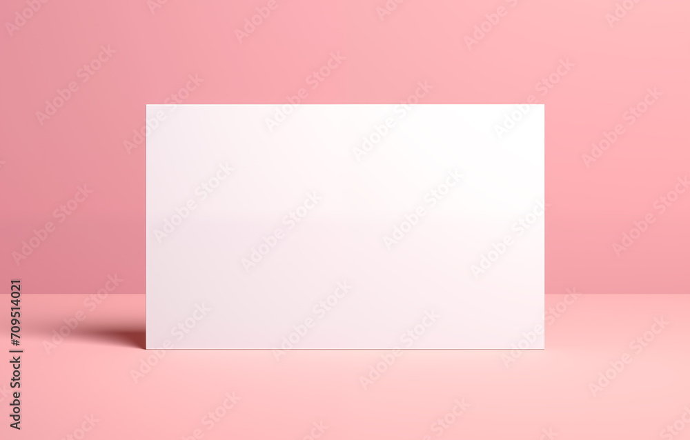 White horizontal business card mockup isolated on pink background, Generative AI White horizontal business card mockup isolated on pink background, Generative AI