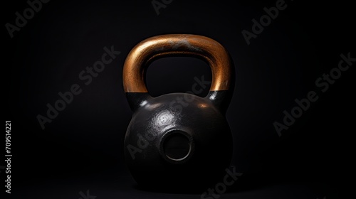 Kettlebell on a dark background: a fitness and strength training concept