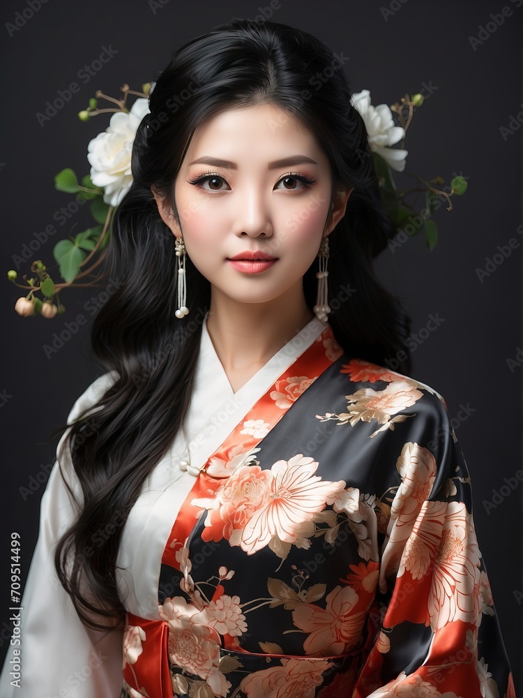 Portrait of beautiful asian women, long black hair, tshirt model posing in white background, Portrait of beautiful asian women, long black hair, tshirt model posing in white background,