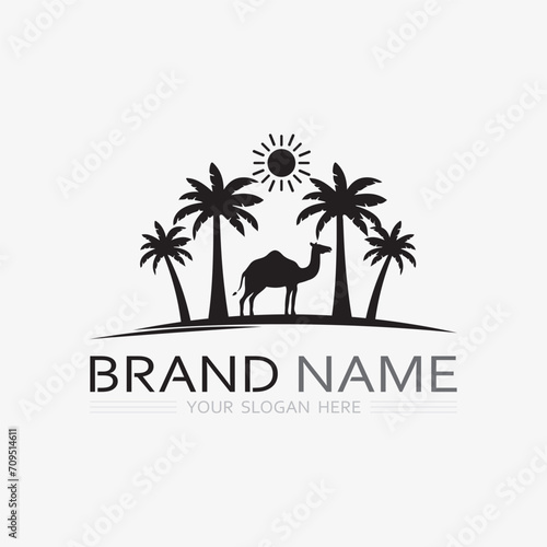 Palm tree summer logo template