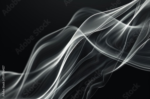 Sleek Black Abstract with Flowing Wavy Lines Design