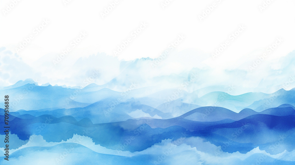 Abstract blue watercolor background.Hand painted watercolor. AI