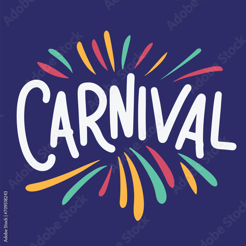 Carnival inscription. Handwriting text banner square composition for holiday Carnival. Hand drawn vector art.