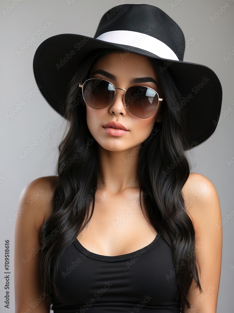 Portrait of beautiful women, long black hair, tshirt model posing in white background, Portrait of beautiful women, long black hair, tshirt model posing in white background,