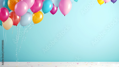 Children s birthday background with many balloons in pastel tones