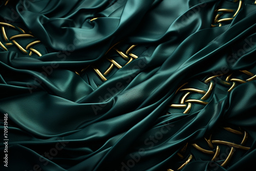 An elegant background with a pattern of Celtic knots and emerald hues.
